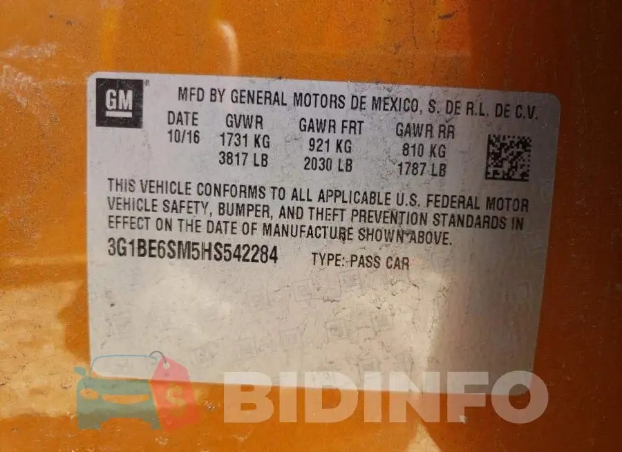 3G1BE6SM5HS542284 Photo# 10