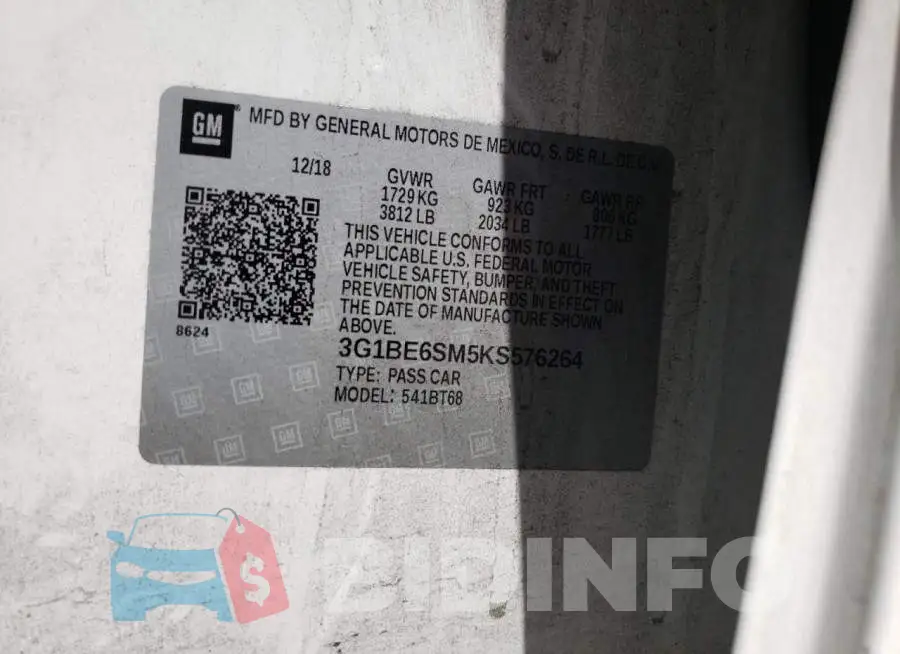 3G1BE6SM5KS576264 Photo# 10