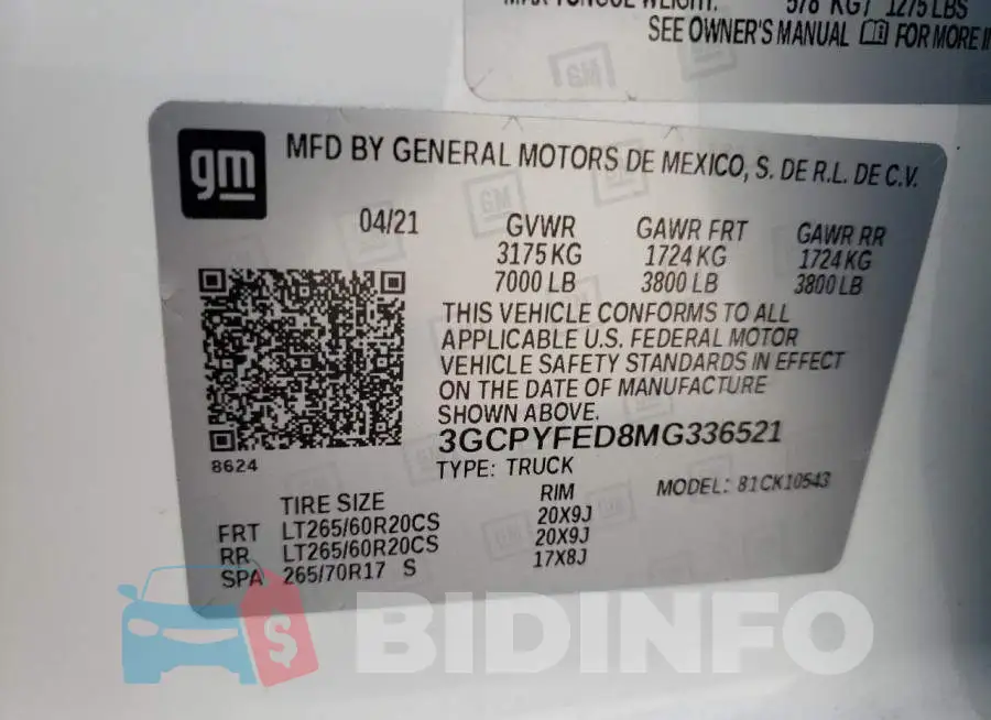 3GCPYFED8MG336521 Photo# 10