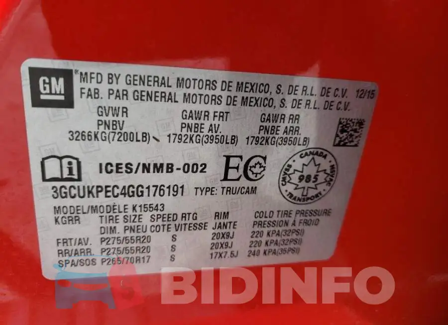 3GCUKPEC4GG176191 Photo# 10
