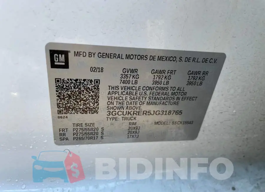 3GCUKRER5JG318765 Photo# 10