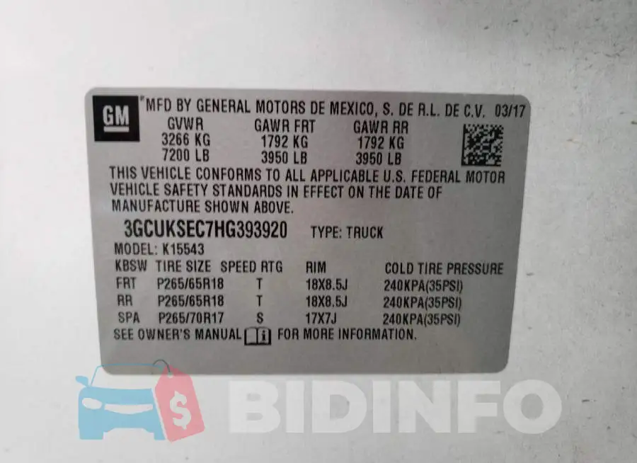 3GCUKSEC7HG393920 Photo# 10