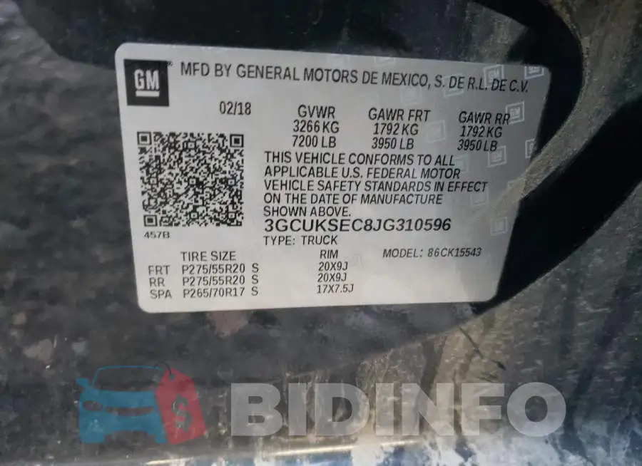 3GCUKSEC8JG310596 Photo# 10