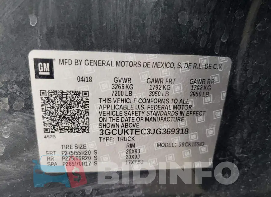 3GCUKTEC3JG369318 Photo# 10