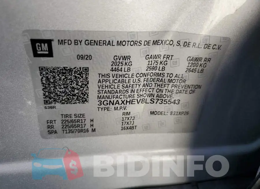 3GNAXHEV8LS735543 Photo# 10