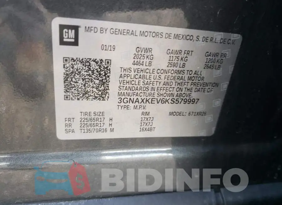 3GNAXKEV6KS579997 Photo# 10
