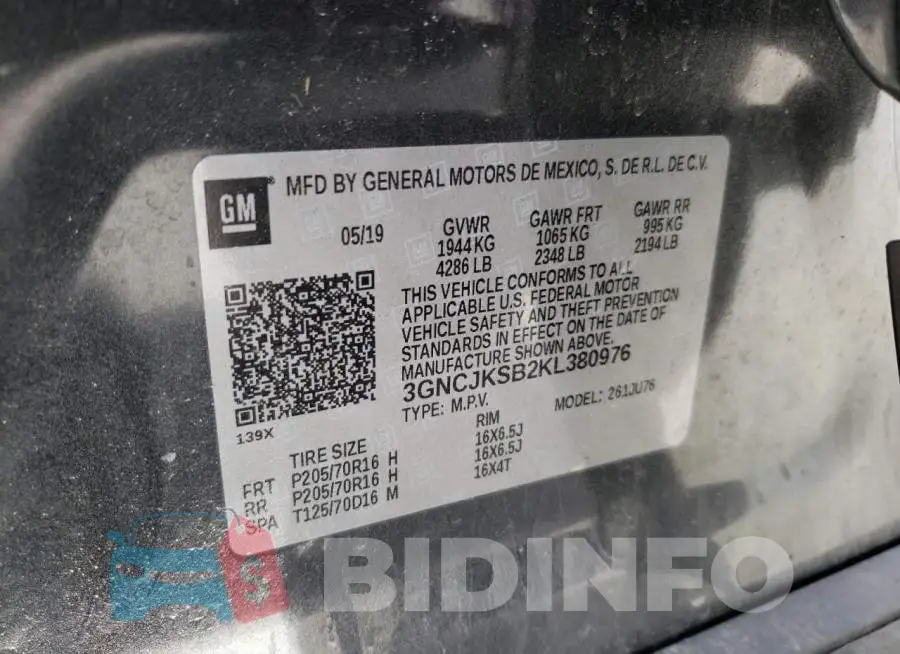 3GNCJKSB2KL380976 Photo# 10