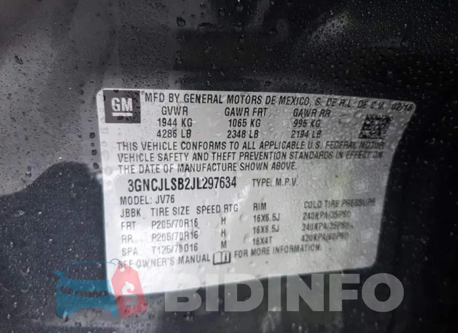 3GNCJLSB2JL297634 Photo# 10