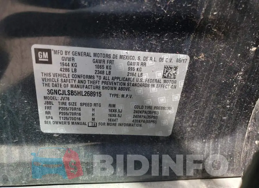 3GNCJLSB5HL268915 Photo# 10