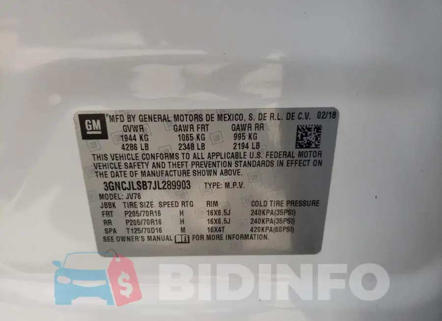3GNCJLSB7JL289903 Photo# 10