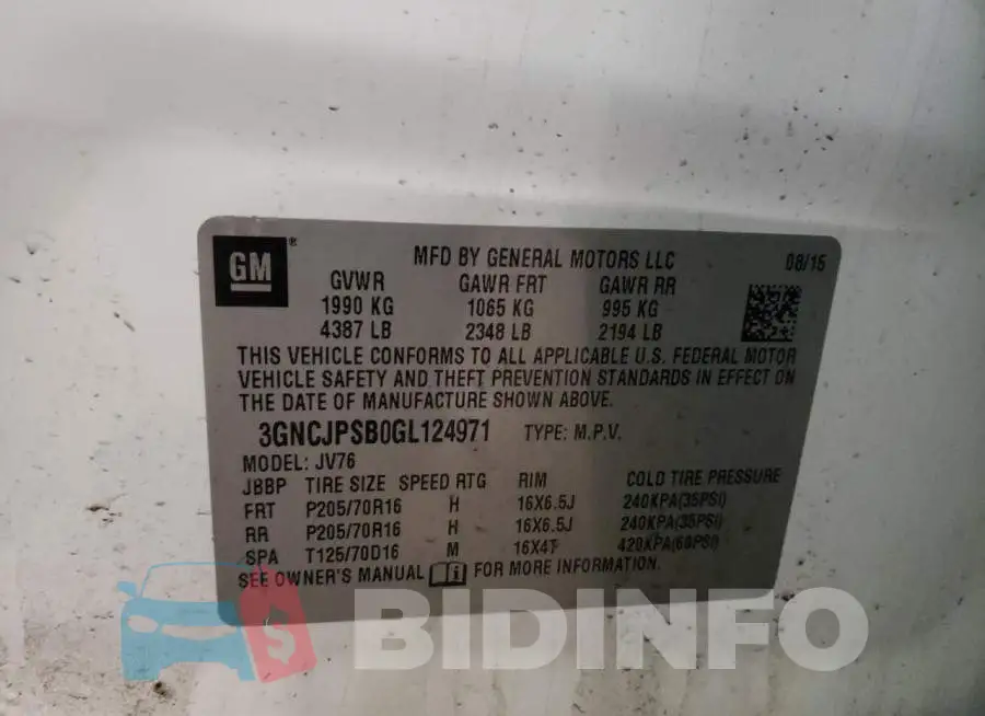 3GNCJPSB0GL124971 Photo# 10