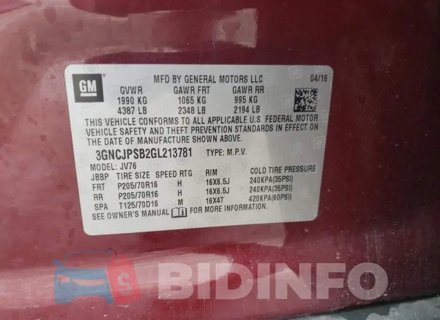 3GNCJPSB2GL213781 Photo# 10