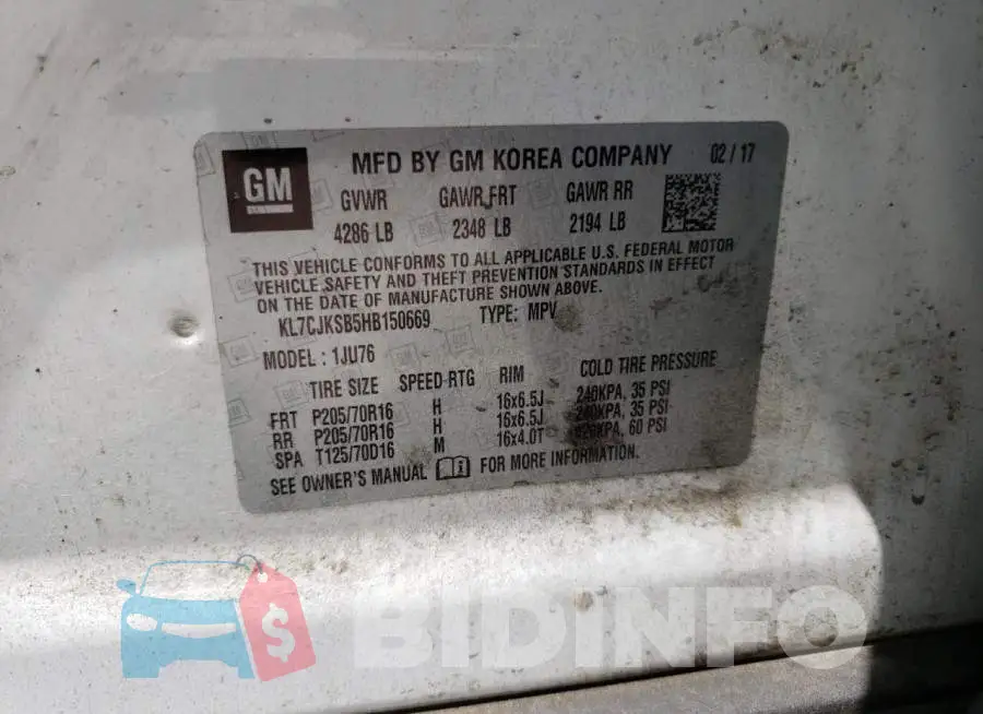 KL7CJKSB5HB150669 Photo# 10