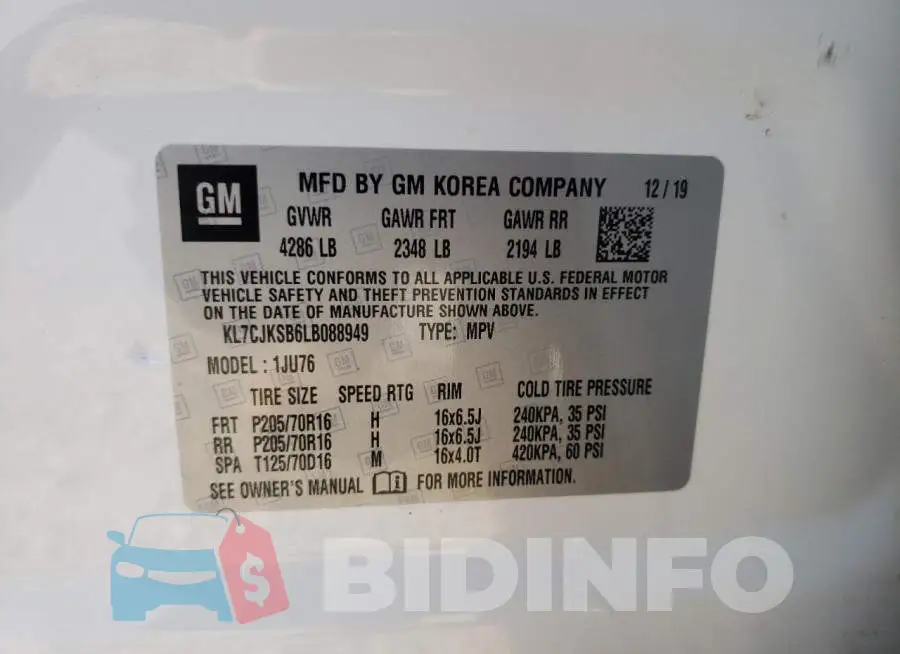 KL7CJKSB6LB088949 Photo# 10