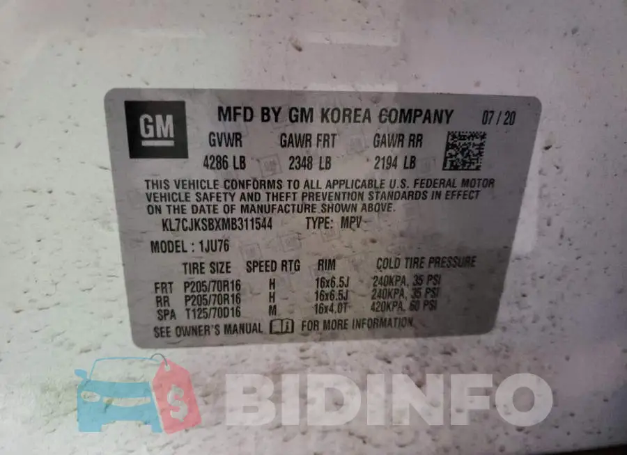KL7CJKSBXMB311544 Photo# 10