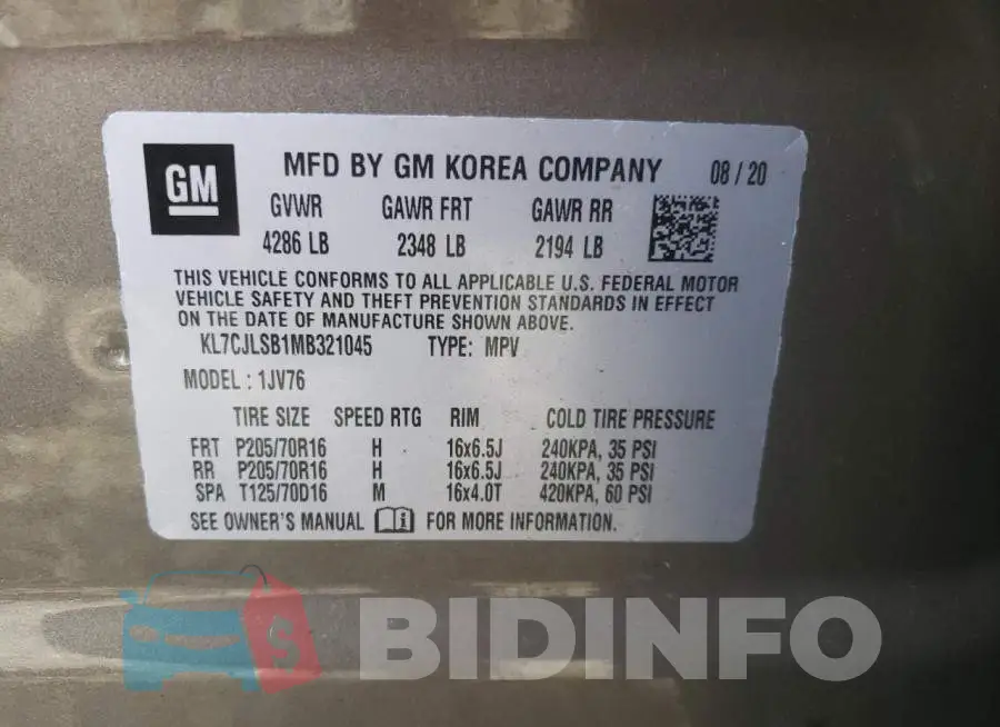 KL7CJLSB1MB321045 Photo# 10