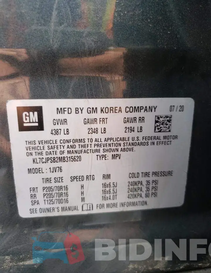 KL7CJPSB2MB315620 Photo# 10