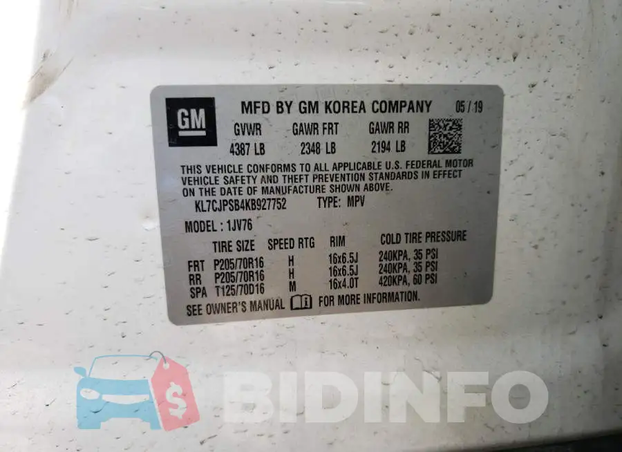 KL7CJPSB4KB927752 Photo# 10