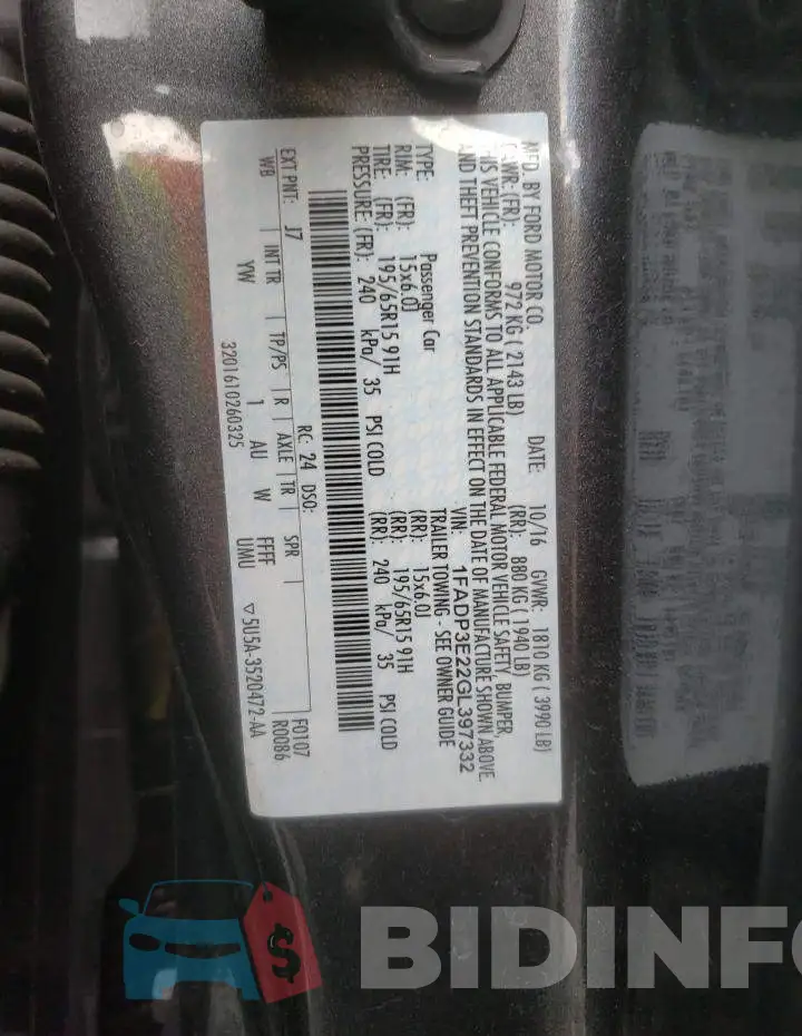 1FADP3E22GL397332 Photo# 10