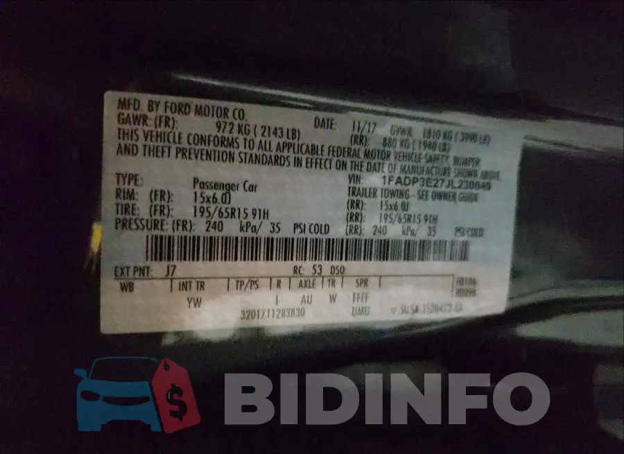 1FADP3E27JL230049 Photo# 10
