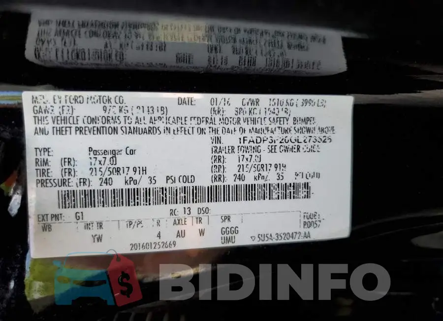 1FADP3F20GL273526 Photo# 10