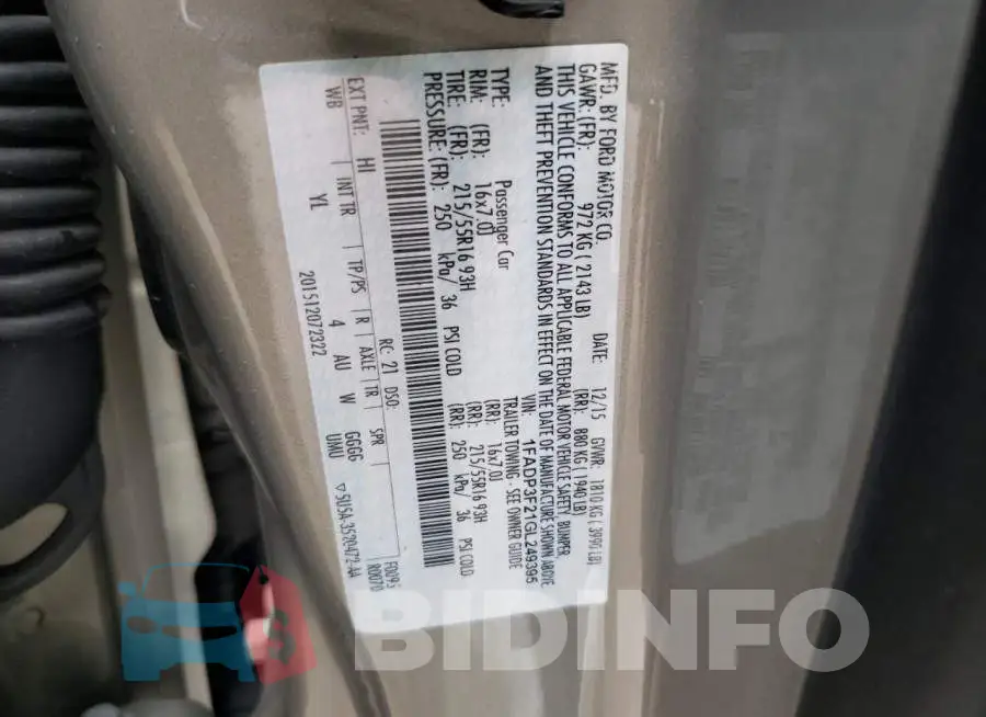 1FADP3F21GL249395 Photo# 10