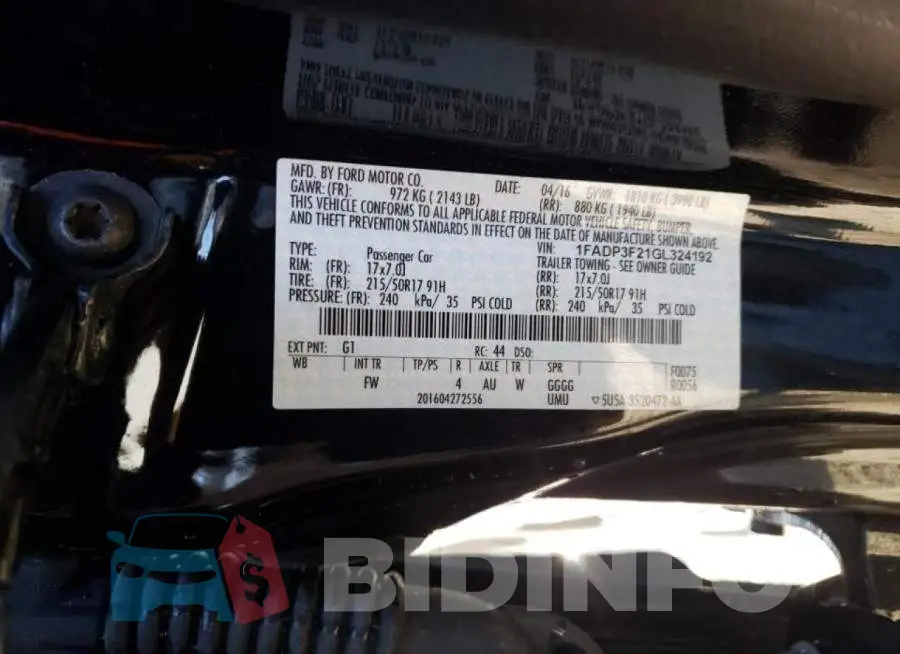 1FADP3F21GL324192 Photo# 10
