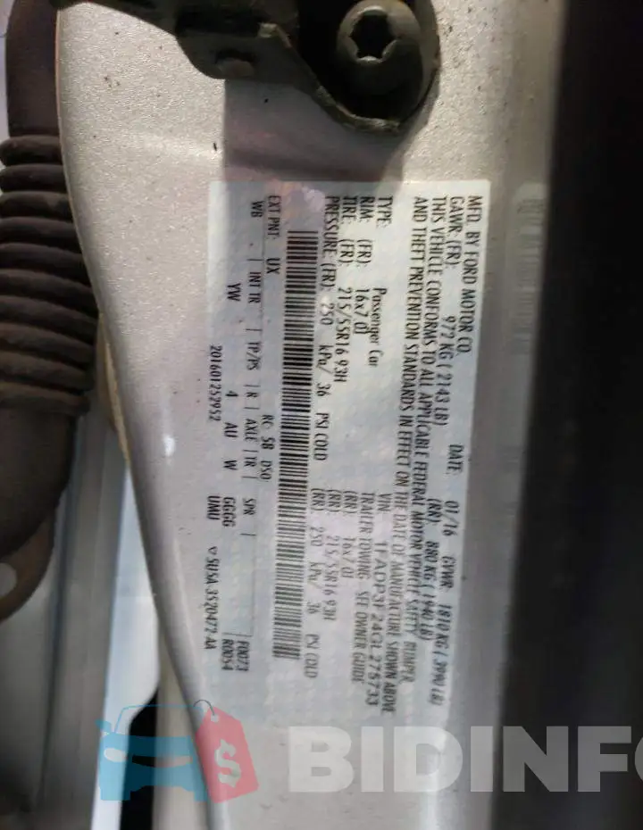 1FADP3F24GL275733 Photo# 10