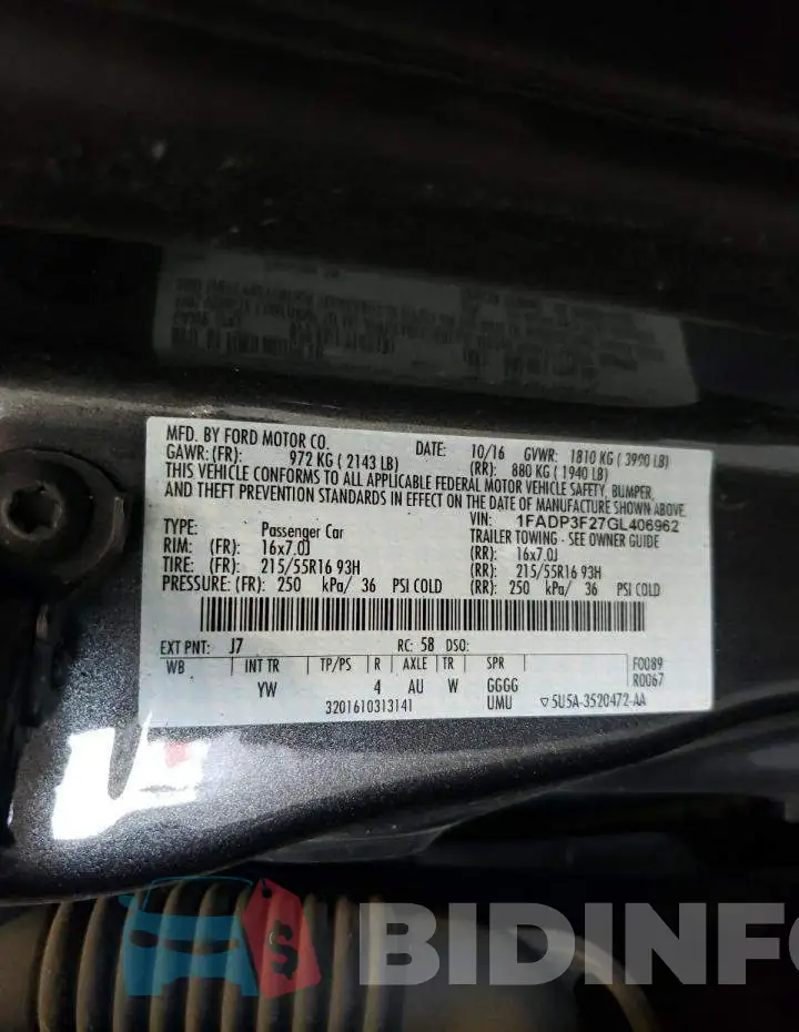 1FADP3F27GL406962 Photo# 10