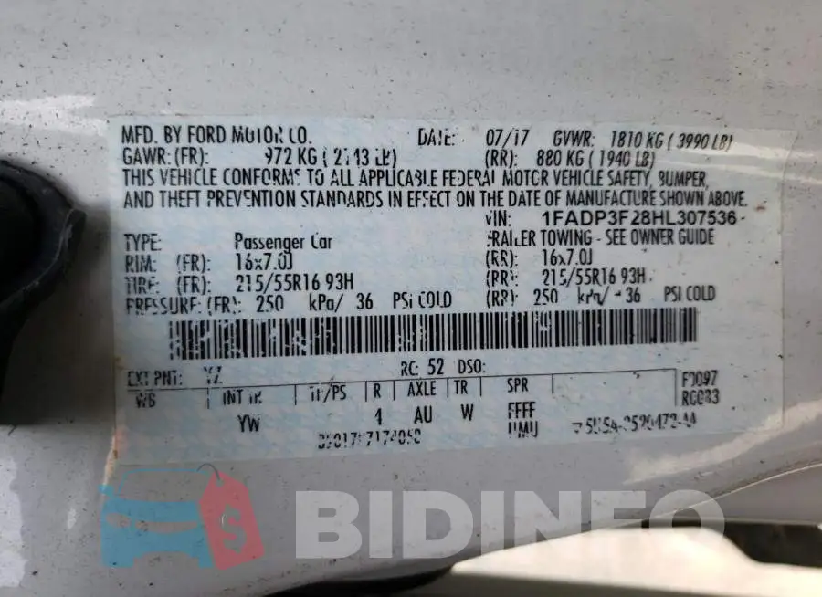 1FADP3F28HL307536 Photo# 10