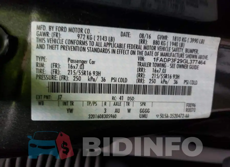 1FADP3F29GL377464 Photo# 10