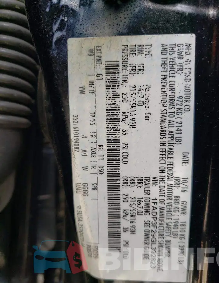 1FADP3F29GL392823 Photo# 10