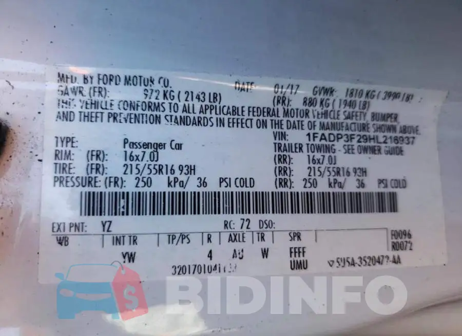 1FADP3F29HL216937 Photo# 10