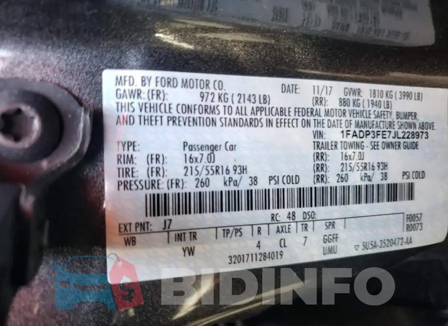 1FADP3FE7JL228973 Photo# 10