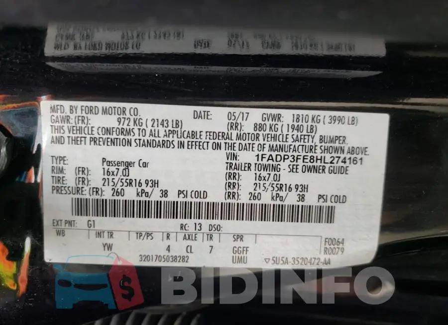 1FADP3FE8HL274161 Photo# 10
