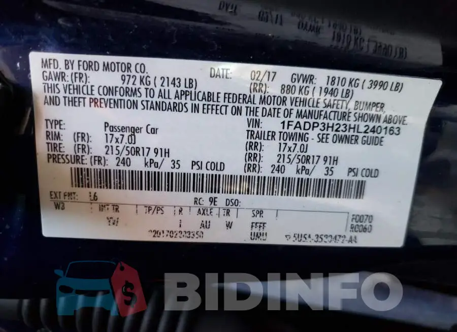 1FADP3H23HL240163 Photo# 10