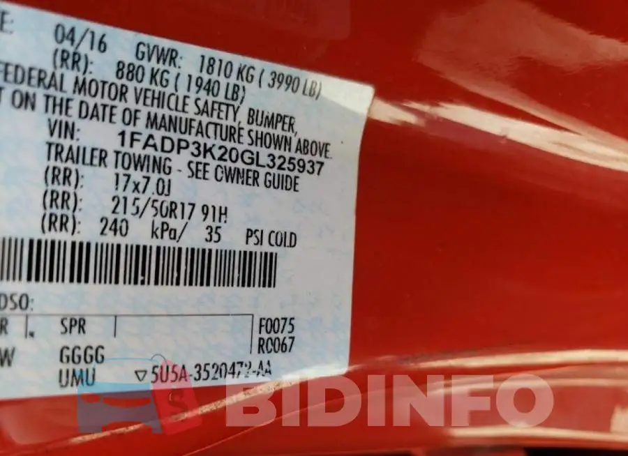 1FADP3K20GL325937 Photo# 10