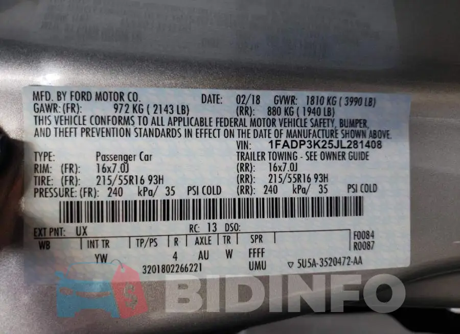 1FADP3K25JL281408 Photo# 10