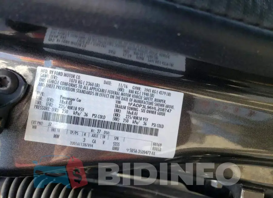 1FADP3L96HL208747 Photo# 10