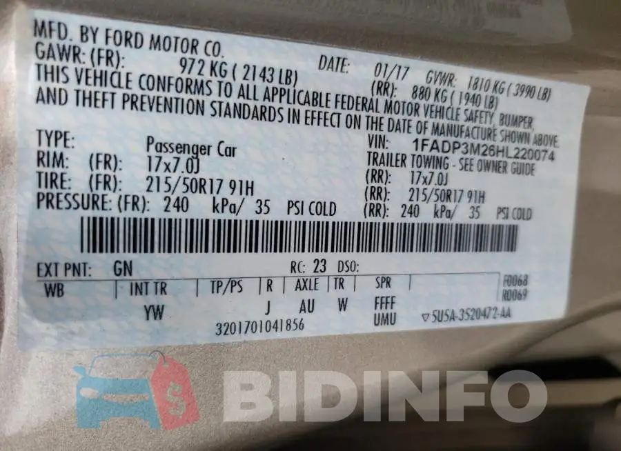 1FADP3M26HL220074 Photo# 10