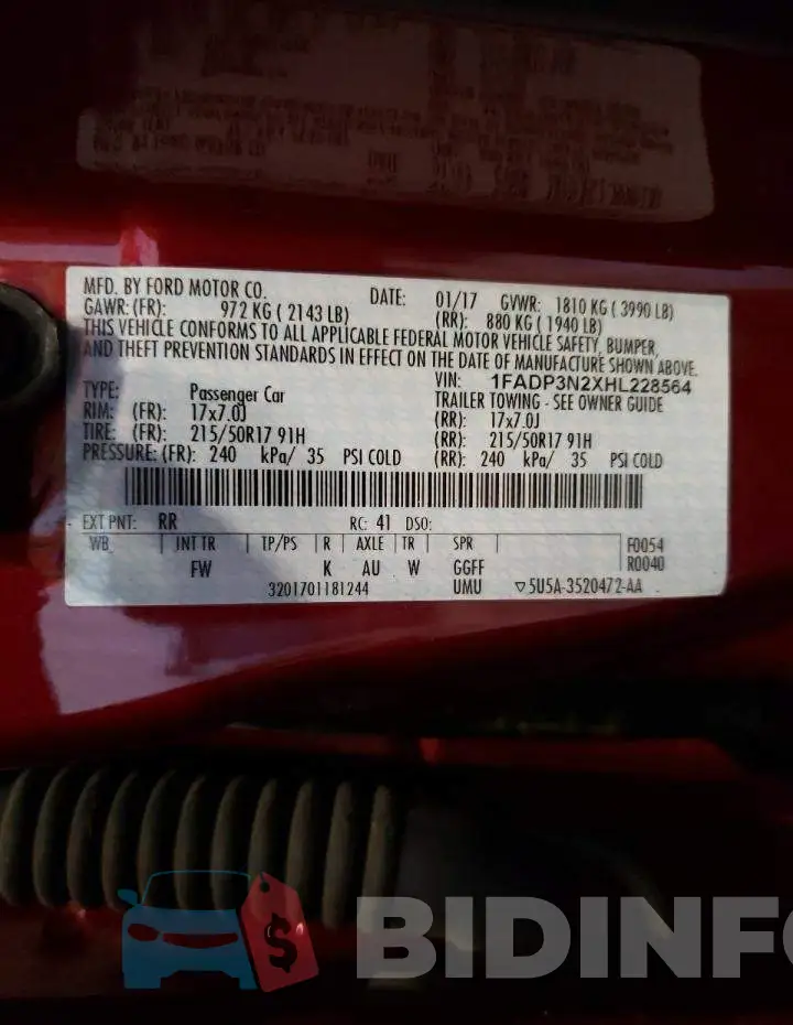 1FADP3N2XHL228564 Photo# 10