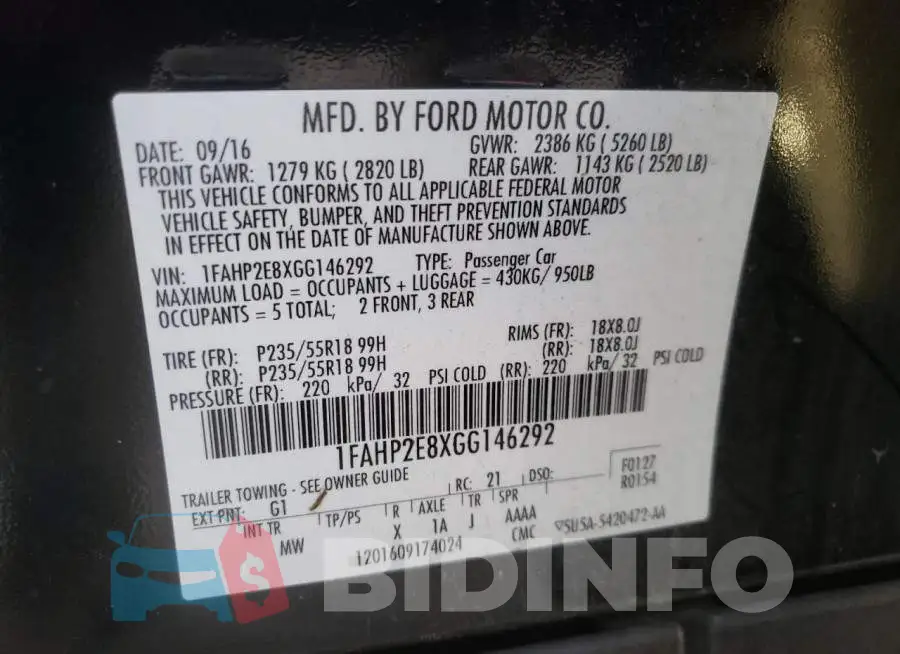 1FAHP2E8XGG146292 Photo# 10