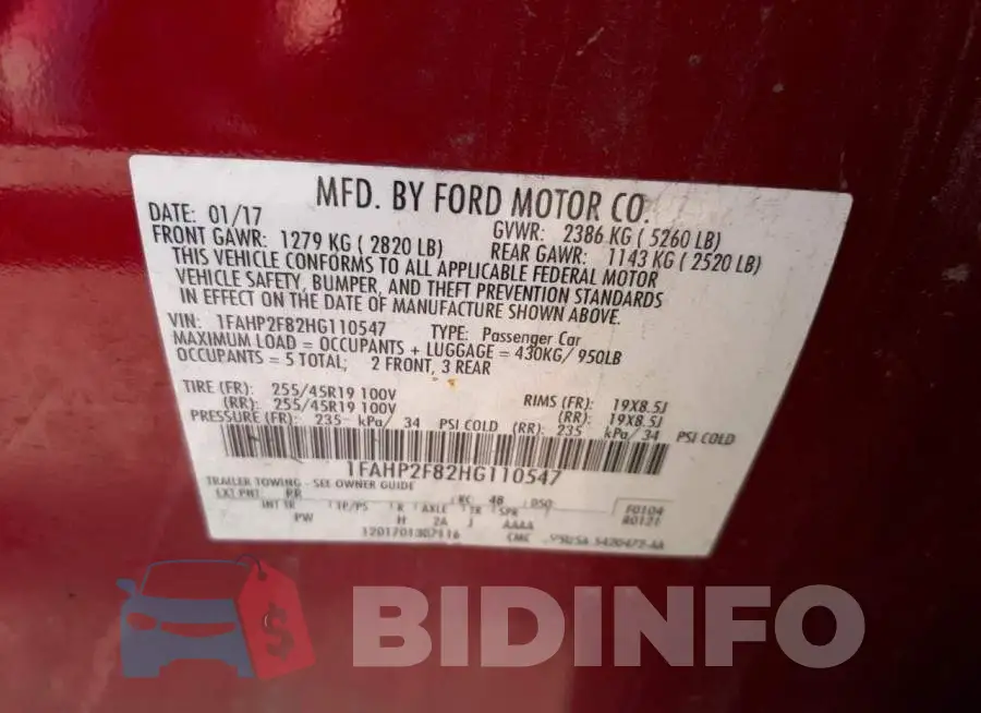 1FAHP2F82HG110547 Photo# 10