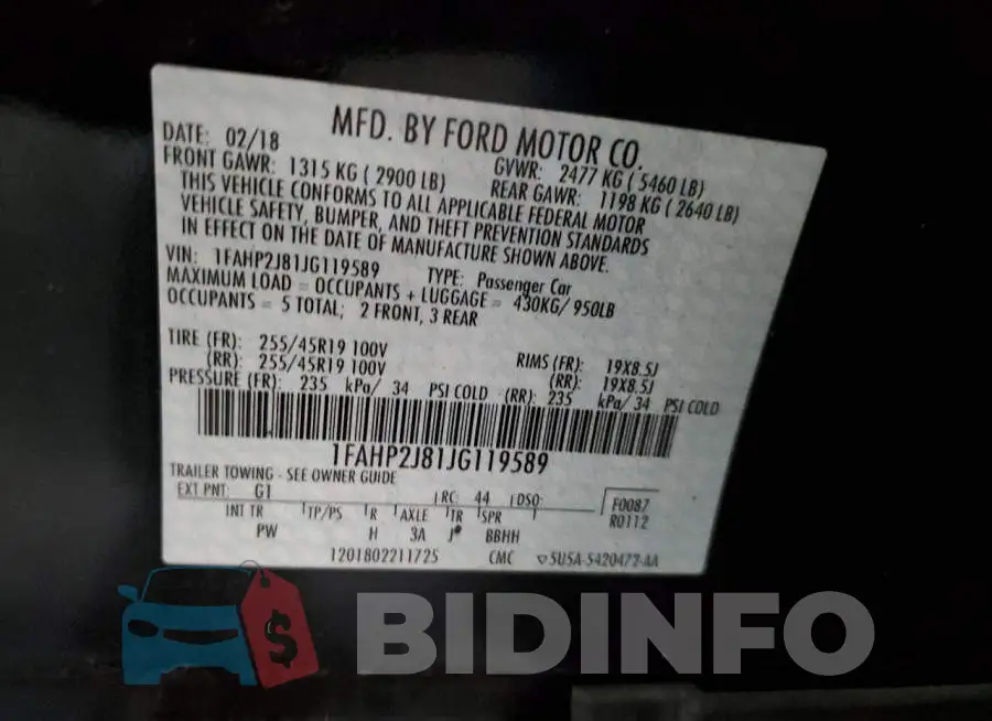 1FAHP2J81JG119589 Photo# 10