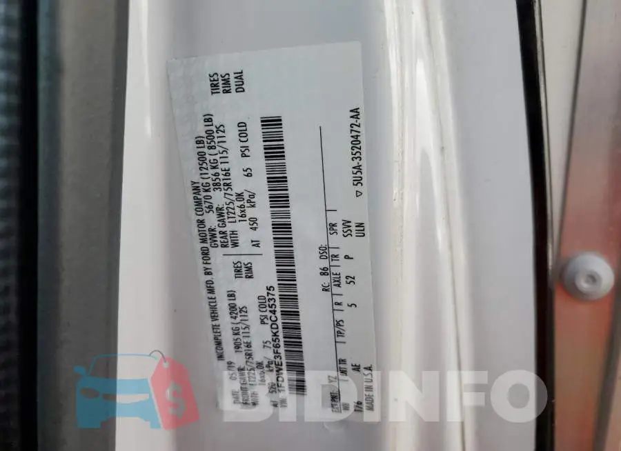 1FDWE3F65KDC45375 Photo# 10