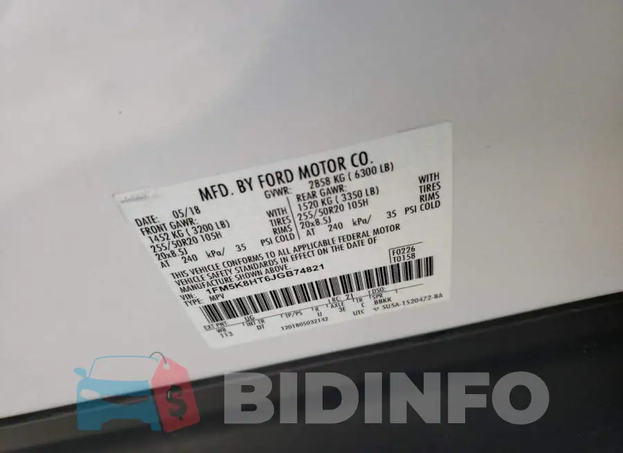 1FM5K8HT6JGB74821 Photo# 10