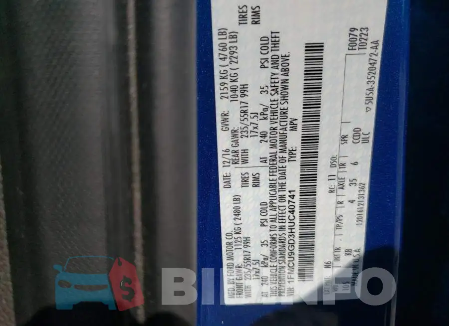 1FMCU9GD3HUC40741 Photo# 10