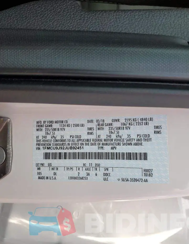 1FMCU9J92JUB92451 Photo# 10