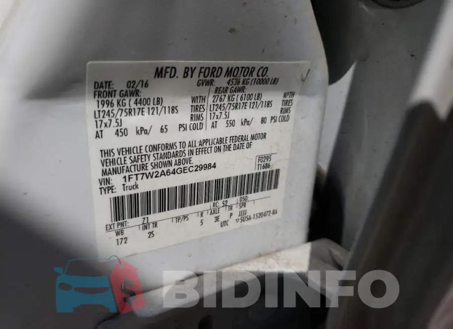 1FT7W2A64GEC29984 Photo# 10