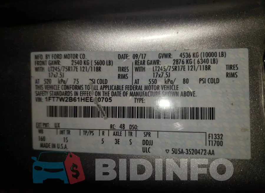 1FT7W2B61HEE80705 Photo# 10